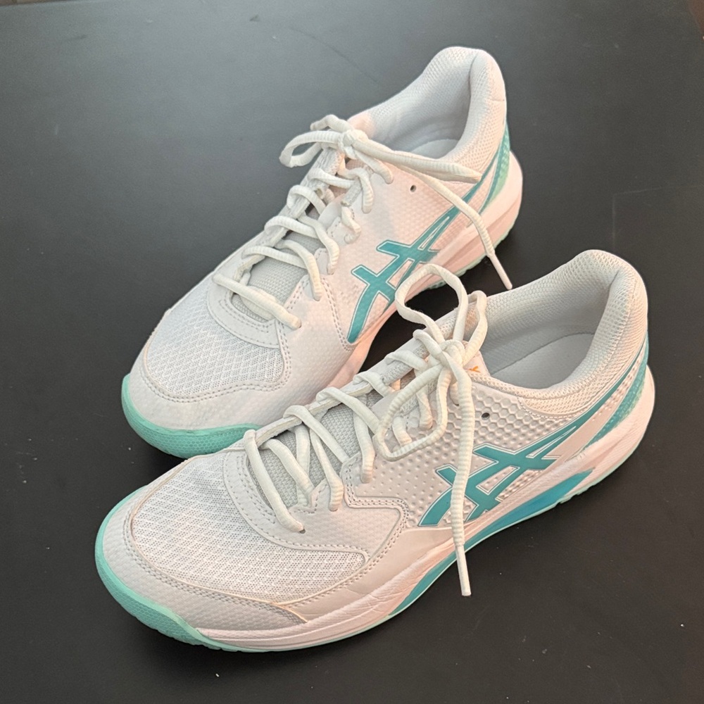 ASICS White Sneakers with Mint Accents